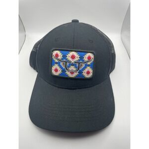 RopeSmart RS Gear Black Trucker Hat Southwestern Patch Mesh Snapback Cap Mens OS